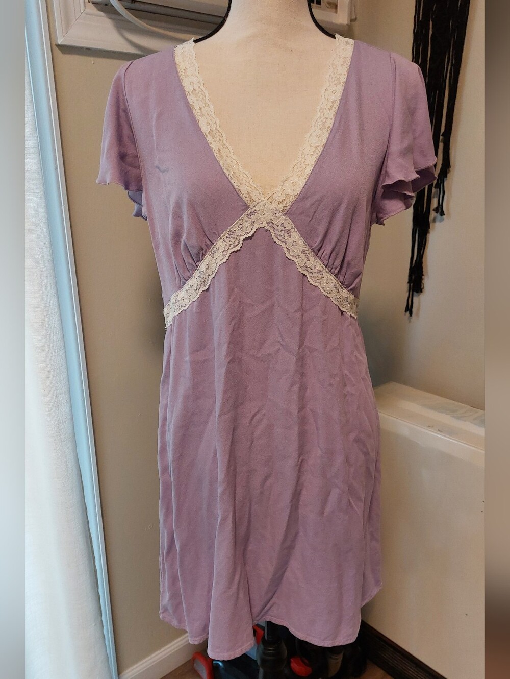 Lilac/White Lace Trim Dress